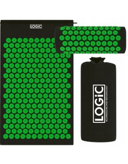Masāžas paklājs ar spilvenu un somu LOGIC zaļā krāsā