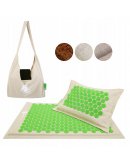 FlowerMAT akupresūras masāžas paklājiņš + akupresūras spilvens + soma, beši zaļā krāsā