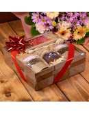 Подарочный набор "Спасибо" мед, шоколад, чай в деревянной коробочке