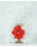 Rožu lācis 25 cm Baltā krāsā