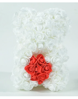 Rožu lācis 25 cm Baltā krāsā