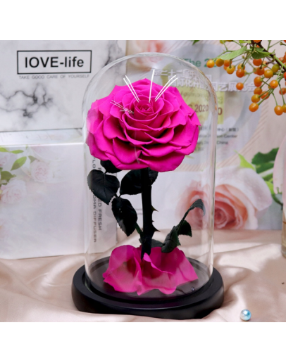 Stabilizēta roze kolbā "Pink" 21 cm