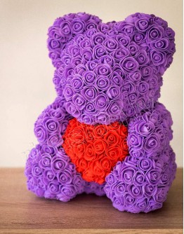 Rožu lācis violetā krāsā 37 cm
